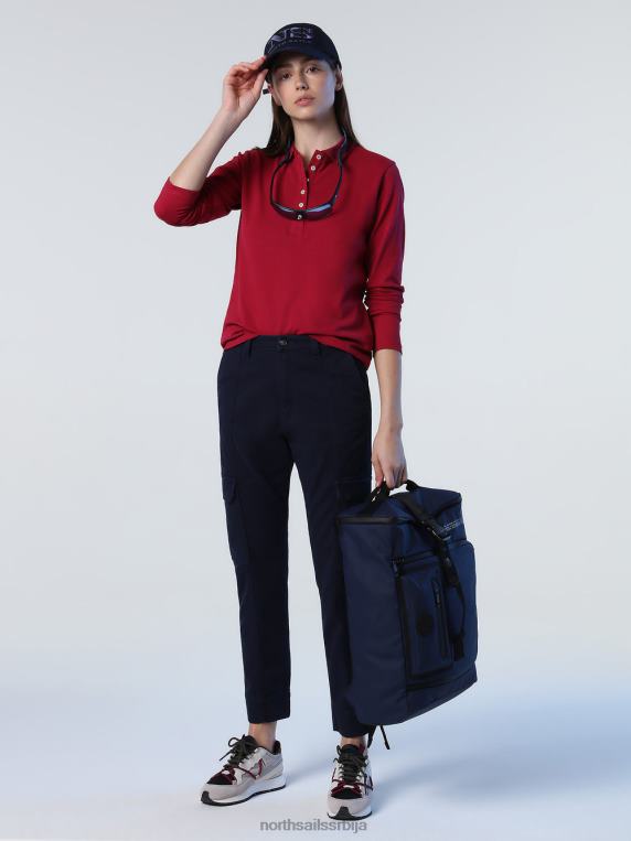 поло мајица дугих рукава дубока трешња одећу Жене PDV4J1355 North Sails