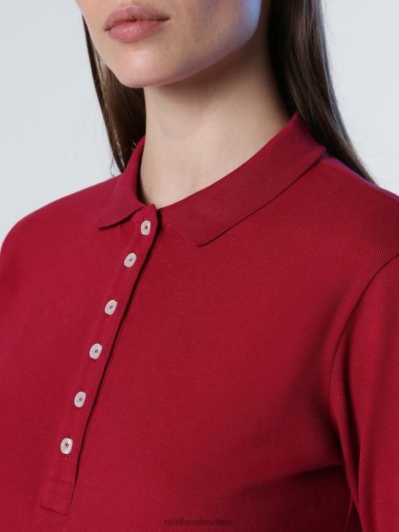 поло мајица дугих рукава дубока трешња одећу Жене PDV4J1355 North Sails