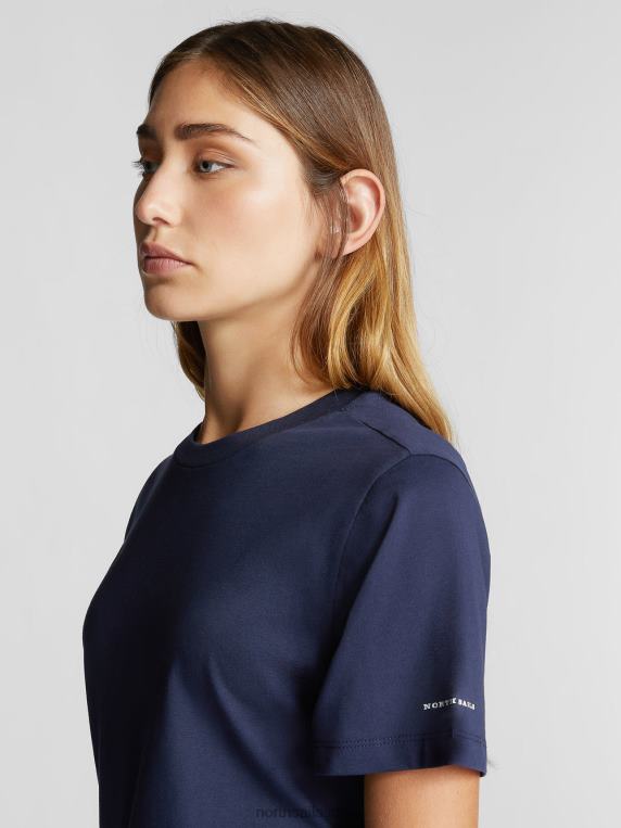 мајица од органског памука Морнарско плаво одећу Жене PDV4J1548 North Sails