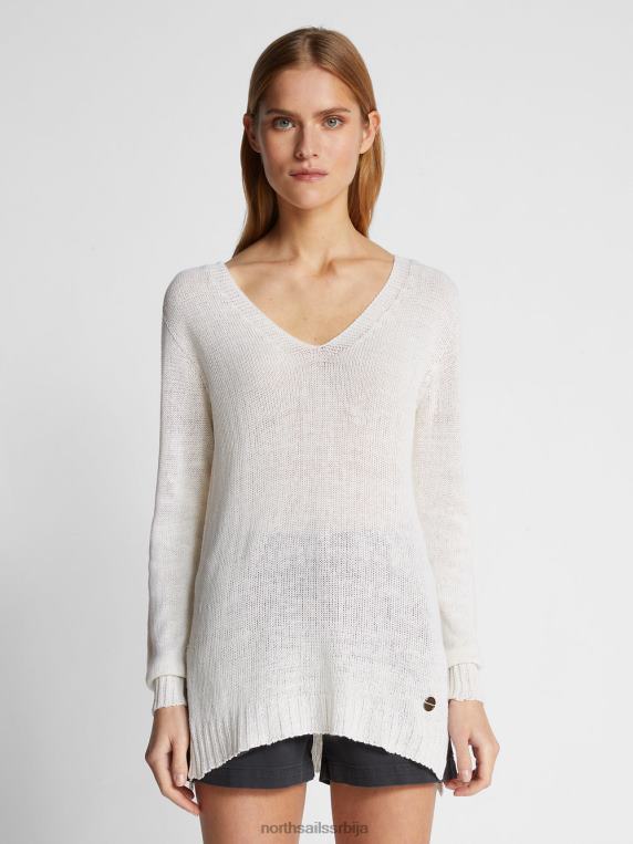 џемпер с в-изрезом бео одећу Жене PDV4J1461 North Sails