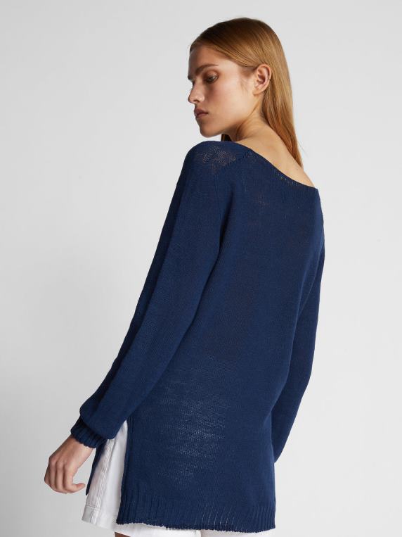 џемпер с в-изрезом поноћно плава одећу Жене PDV4J1463 North Sails