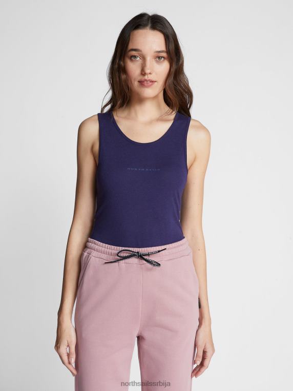 мајица без рукава од памука и бамбуса поноћно плава одећу Жене PDV4J1483 North Sails