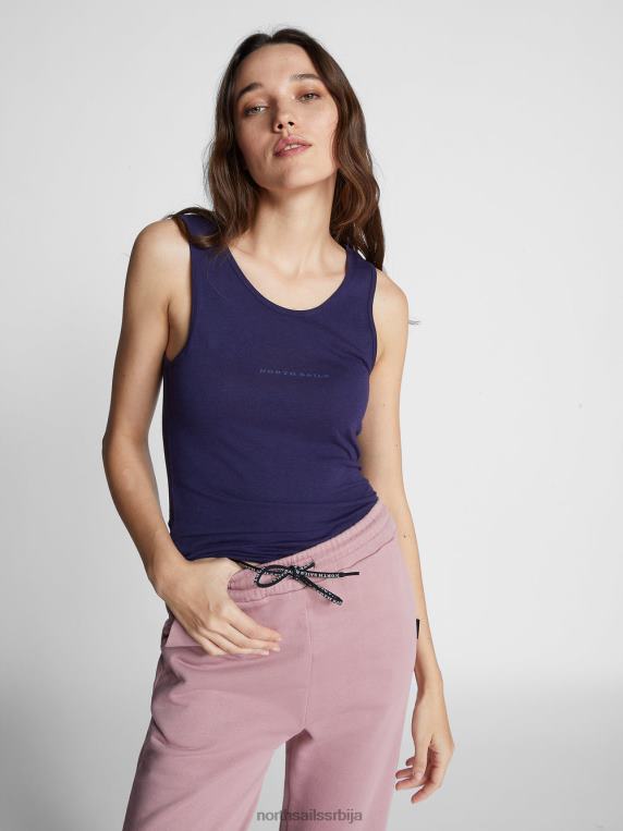 мајица без рукава од памука и бамбуса поноћно плава одећу Жене PDV4J1483 North Sails