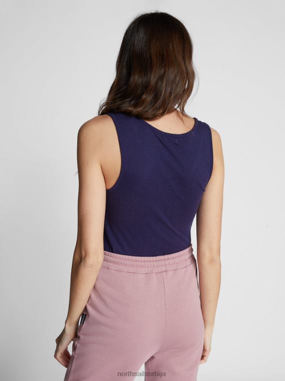 мајица без рукава од памука и бамбуса поноћно плава одећу Жене PDV4J1483 North Sails