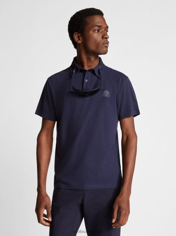 памучна и бамбус поло мајица Морнарско плаво одећу мушкарци PDV4J1070 North Sails