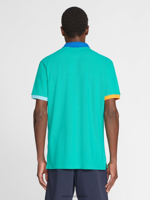 колор-блок поло мајица смарагд одећу мушкарци PDV4J1145 North Sails