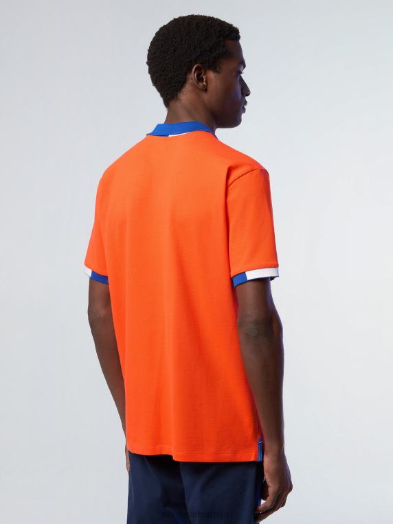поло мајица од органског памука светло наранџаста одећу мушкарци PDV4J120 North Sails