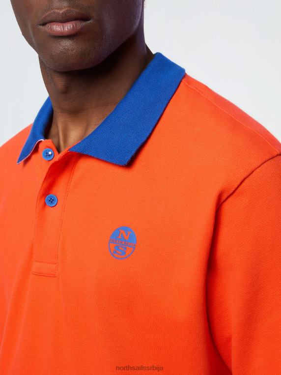 поло мајица од органског памука светло наранџаста одећу мушкарци PDV4J120 North Sails