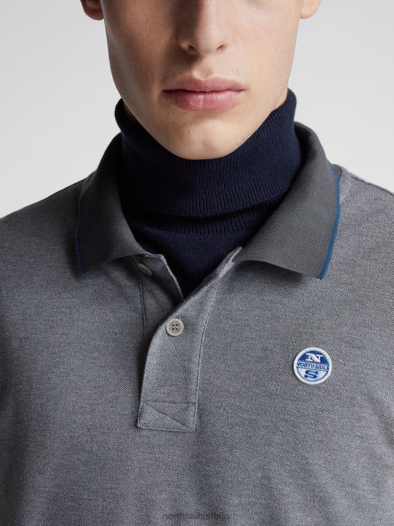 органска пике поло мајица средње сиви меланж одећу мушкарци PDV4J1304 North Sails