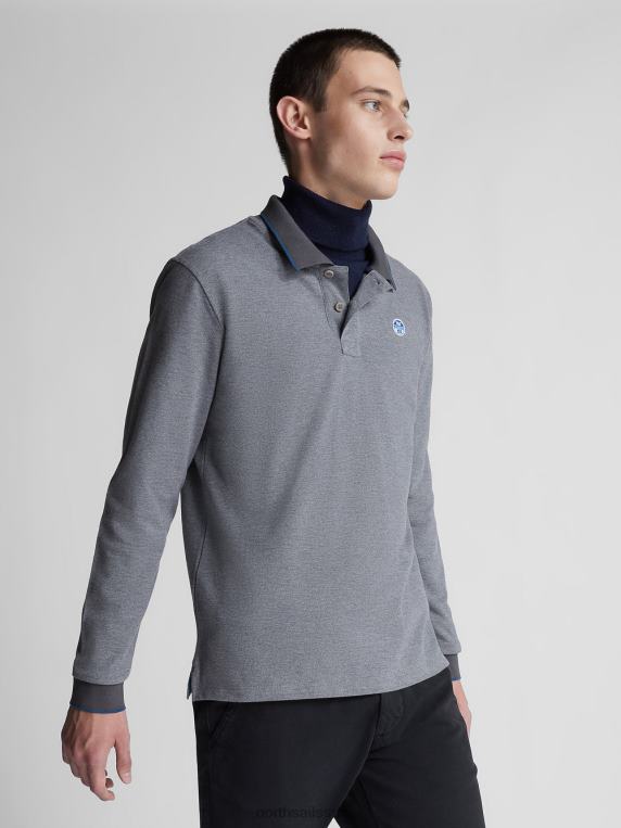 органска пике поло мајица средње сиви меланж одећу мушкарци PDV4J1304 North Sails