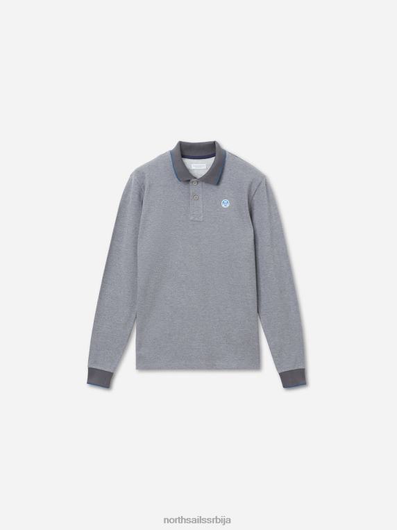 органска пике поло мајица средње сиви меланж одећу мушкарци PDV4J1304 North Sails