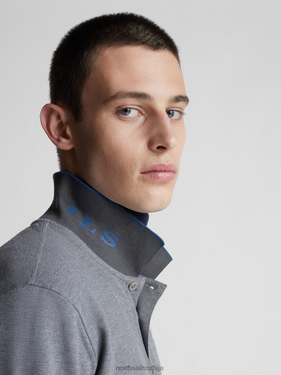 органска пике поло мајица средње сиви меланж одећу мушкарци PDV4J1304 North Sails