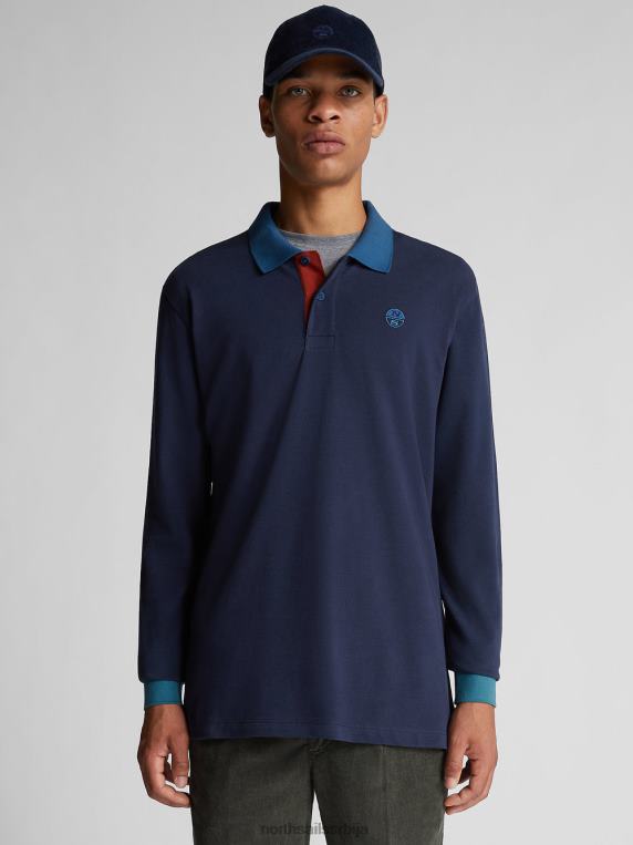 поло са извезеним логом Морнарско плаво одећу мушкарци PDV4J1316 North Sails