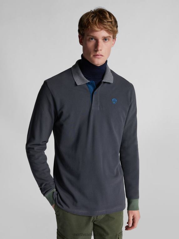 поло са извезеним логом асфалт одећу мушкарци PDV4J1317 North Sails