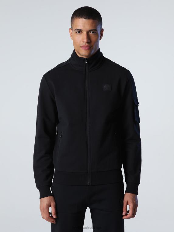 дуксерица са патентним затварачем са џепом црн одећу мушкарци PDV4J1012 North Sails