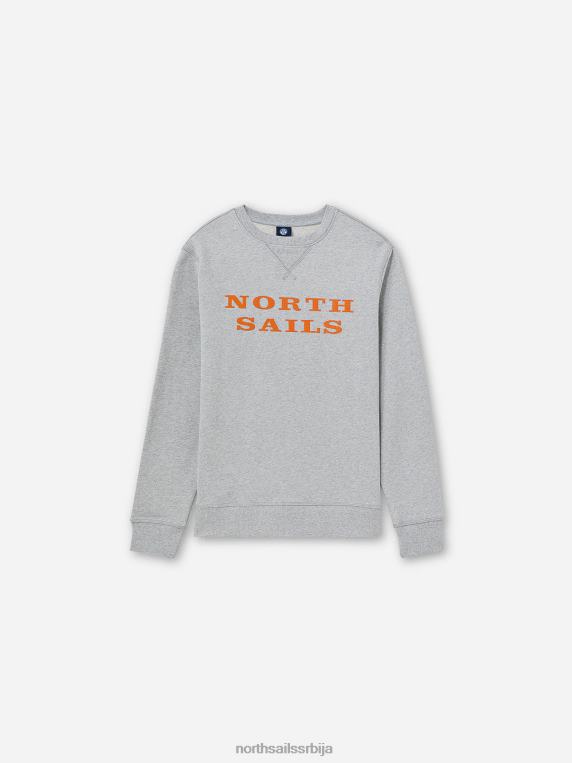 дуксерица са словима сиви меланж одећу мушкарци PDV4J1120 North Sails