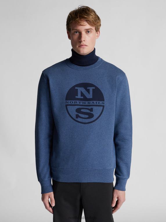 дуксерица од органског флиса тексас плави меланге одећу мушкарци PDV4J1324 North Sails