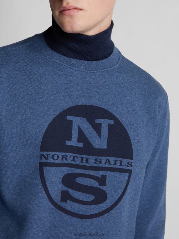 дуксерица од органског флиса тексас плави меланге одећу мушкарци PDV4J1324 North Sails