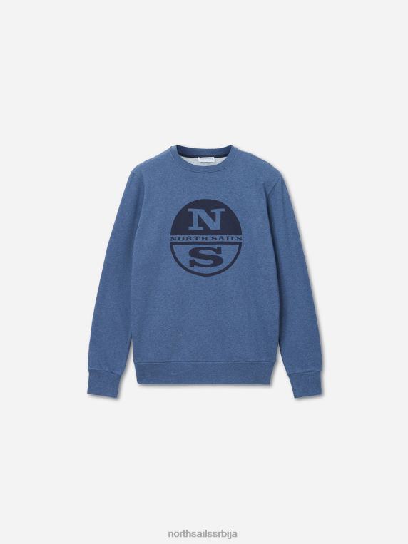 дуксерица од органског флиса тексас плави меланге одећу мушкарци PDV4J1324 North Sails