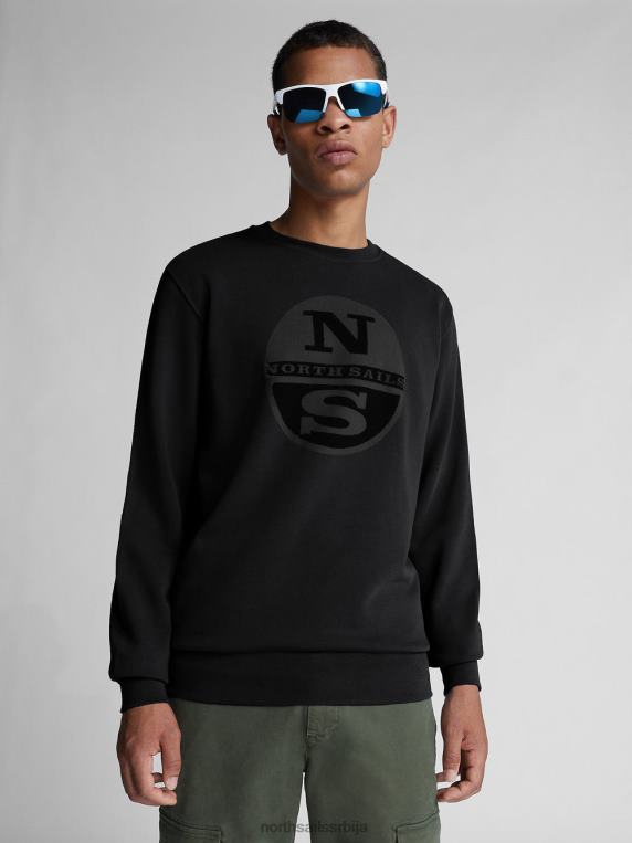 дуксерица од органског флиса црн одећу мушкарци PDV4J1326 North Sails