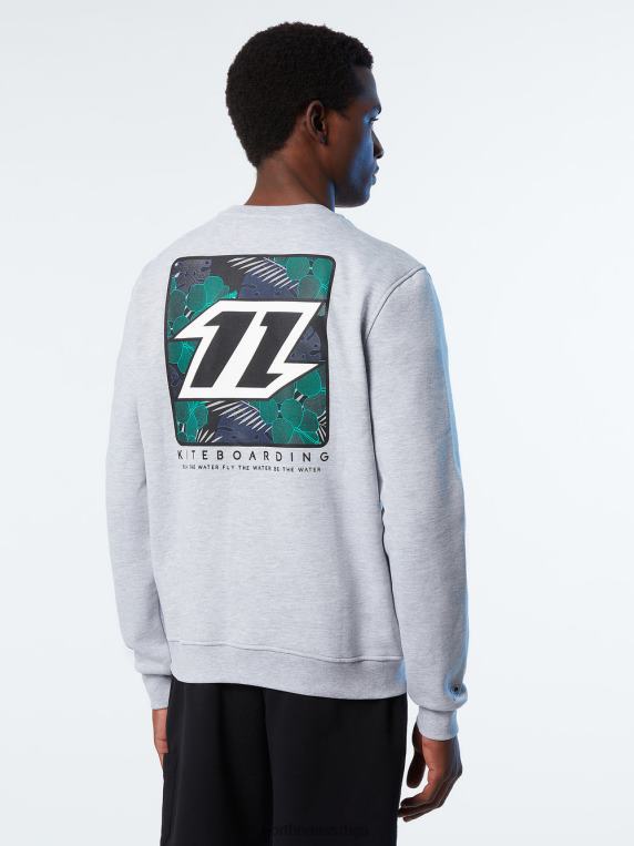 дуксерица са округлим изрезом сиви меланж одећу мушкарци PDV4J258 North Sails