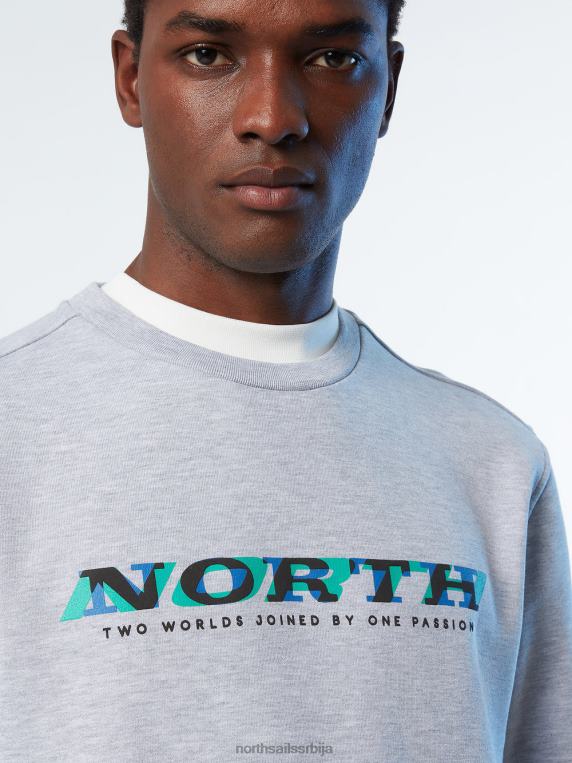 дуксерица са округлим изрезом сиви меланж одећу мушкарци PDV4J258 North Sails