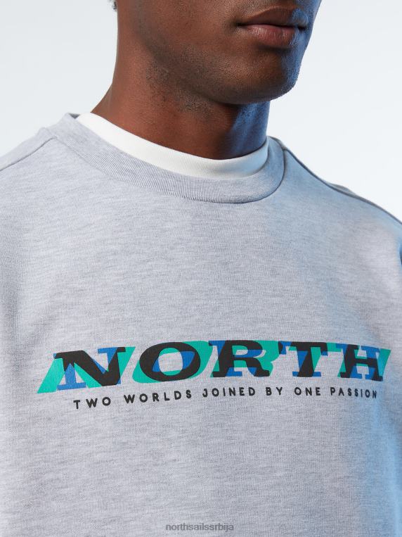 дуксерица са округлим изрезом сиви меланж одећу мушкарци PDV4J258 North Sails