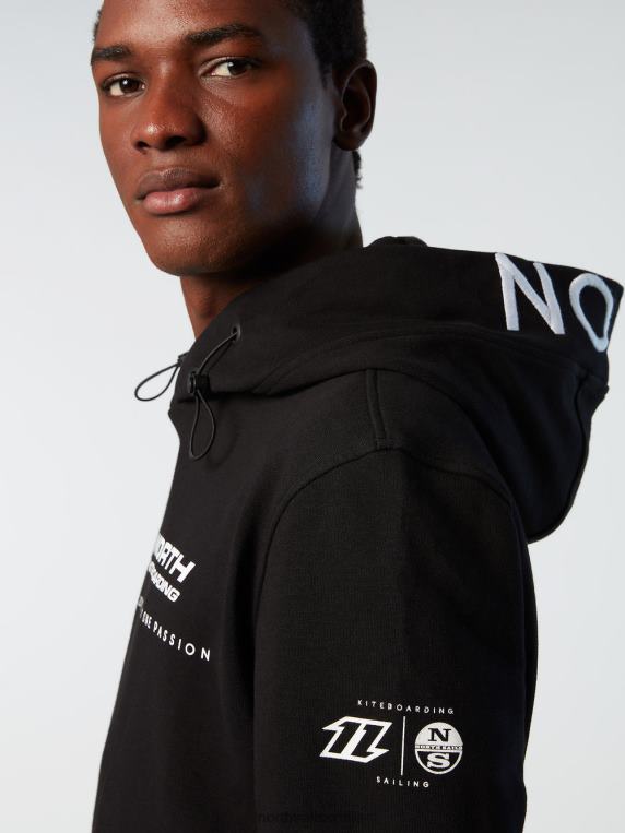 дуксерица са извезеном капуљачом црн одећу мушкарци PDV4J268 North Sails