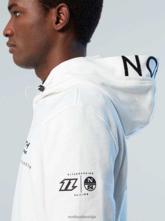 дуксерица са извезеном капуљачом бео одећу мушкарци PDV4J269 North Sails