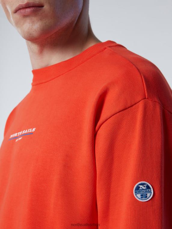 дуксерица са принтом на грудима светло наранџаста одећу мушкарци PDV4J292 North Sails