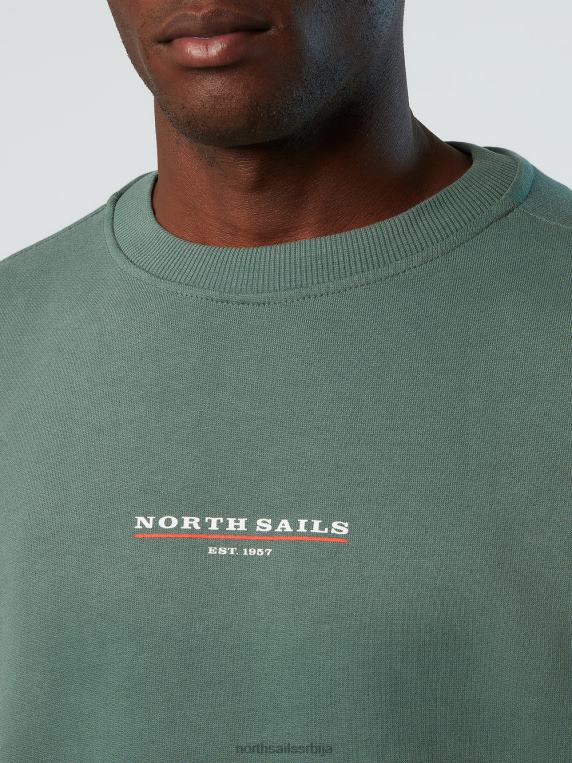 дуксерица са принтом на грудима војнички зелени одећу мушкарци PDV4J293 North Sails