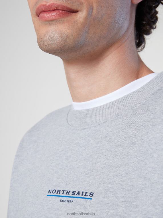 дуксерица са принтом на грудима сиви меланж одећу мушкарци PDV4J294 North Sails
