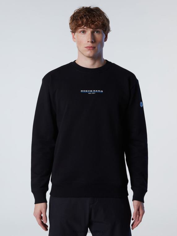 дуксерица са принтом на грудима црн одећу мушкарци PDV4J295 North Sails