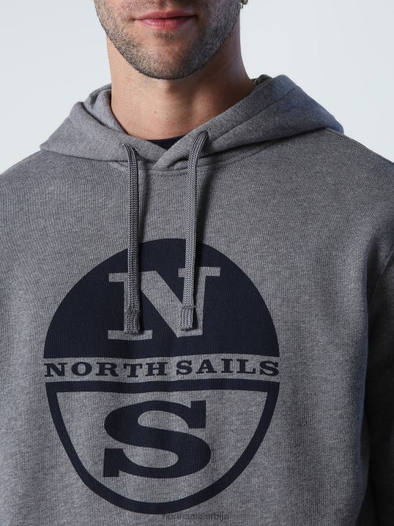 капуљача са логом средње сиви меланж одећу мушкарци PDV4J788 North Sails