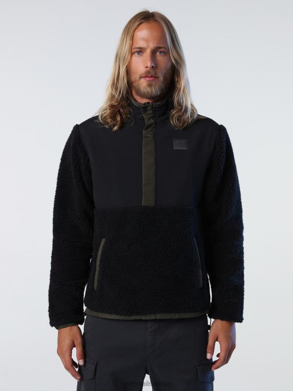 дукс од рециклираног флиса црн одећу мушкарци PDV4J917 North Sails