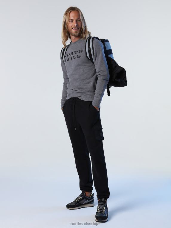 дуксерица са словима средње сиви меланж одећу мушкарци PDV4J933 North Sails