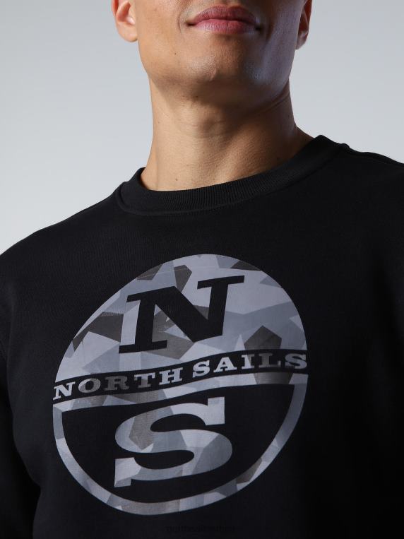 дуксерица са макси логом црн одећу мушкарци PDV4J951 North Sails
