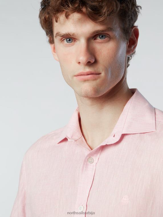 ланена кошуља кратких рукава чајна ружа одећу мушкарци PDV4J214 North Sails