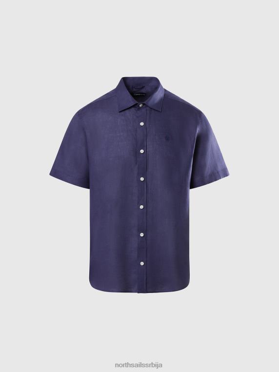 ланена кошуља кратких рукава Морнарско плаво одећу мушкарци PDV4J217 North Sails