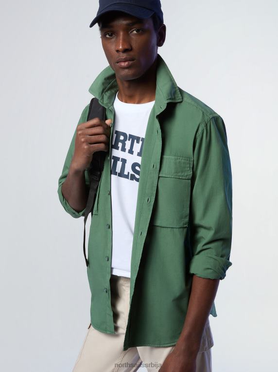 поплин мајица војнички зелени одећу мушкарци PDV4J228 North Sails