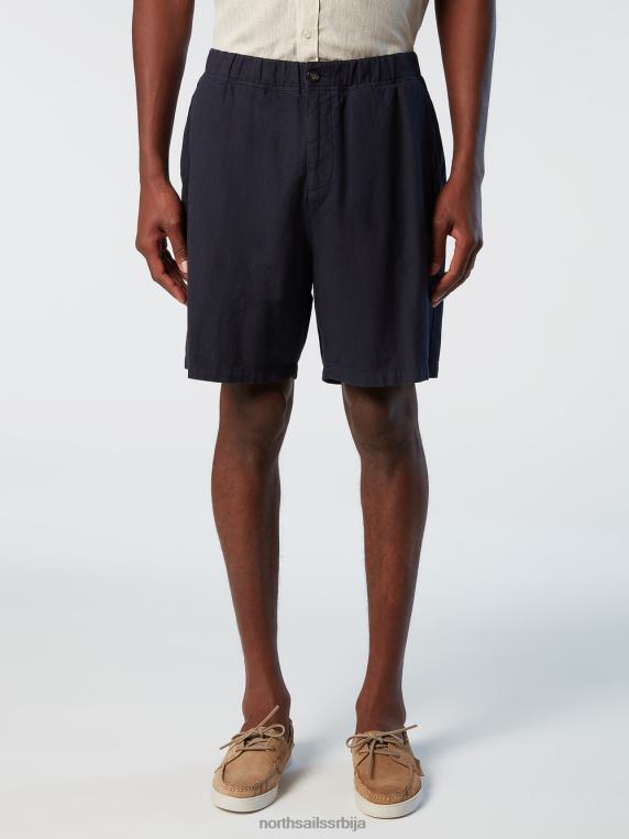 опрани памучно-ланени шортс Морнарско плаво одећу мушкарци PDV4J328 North Sails