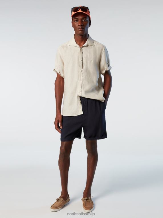 опрани памучно-ланени шортс Морнарско плаво одећу мушкарци PDV4J328 North Sails