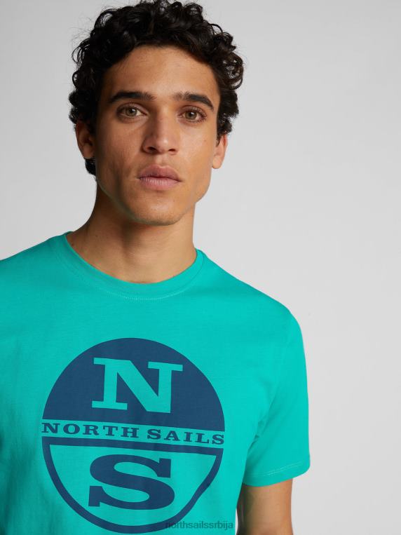 мајица са макси логом смарагд одећу мушкарци PDV4J1130 North Sails