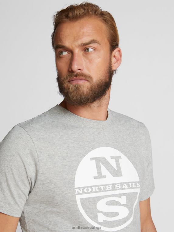 мајица са макси логом сиви меланж одећу мушкарци PDV4J1137 North Sails