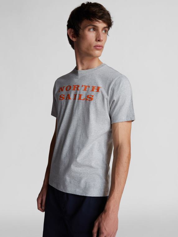 мајица са натписом сиви меланж одећу мушкарци PDV4J1263 North Sails