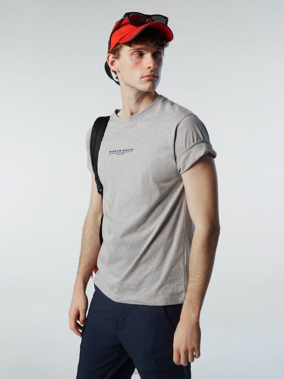 мајица са принтом на грудима сиви меланж одећу мушкарци PDV4J156 North Sails