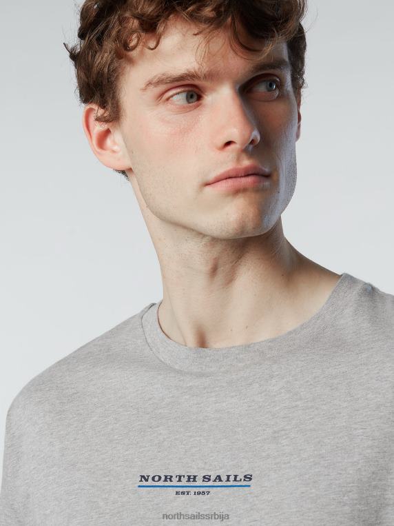 мајица са принтом на грудима сиви меланж одећу мушкарци PDV4J156 North Sails