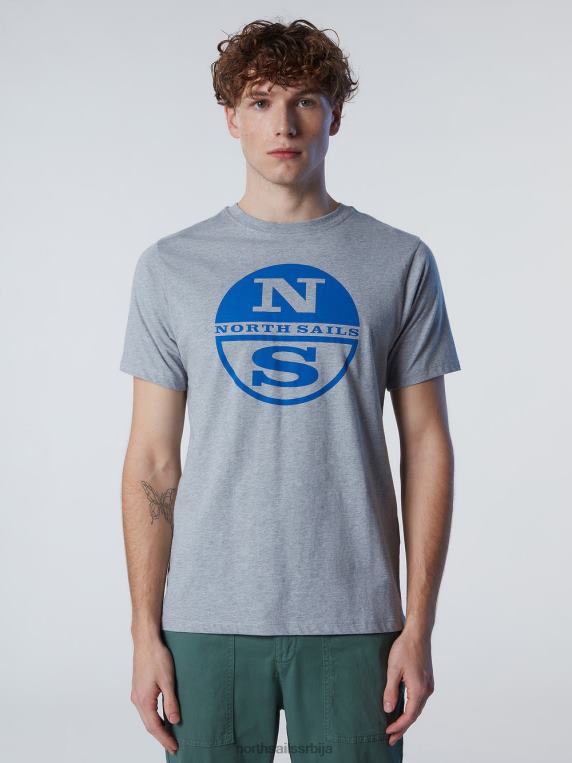 мајица са макси логом штампе сиви меланж одећу мушкарци PDV4J181 North Sails