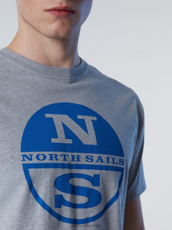 мајица са макси логом штампе сиви меланж одећу мушкарци PDV4J181 North Sails