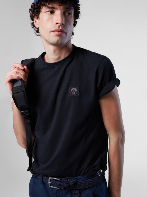 мајица од органског памука црн одећу мушкарци PDV4J189 North Sails